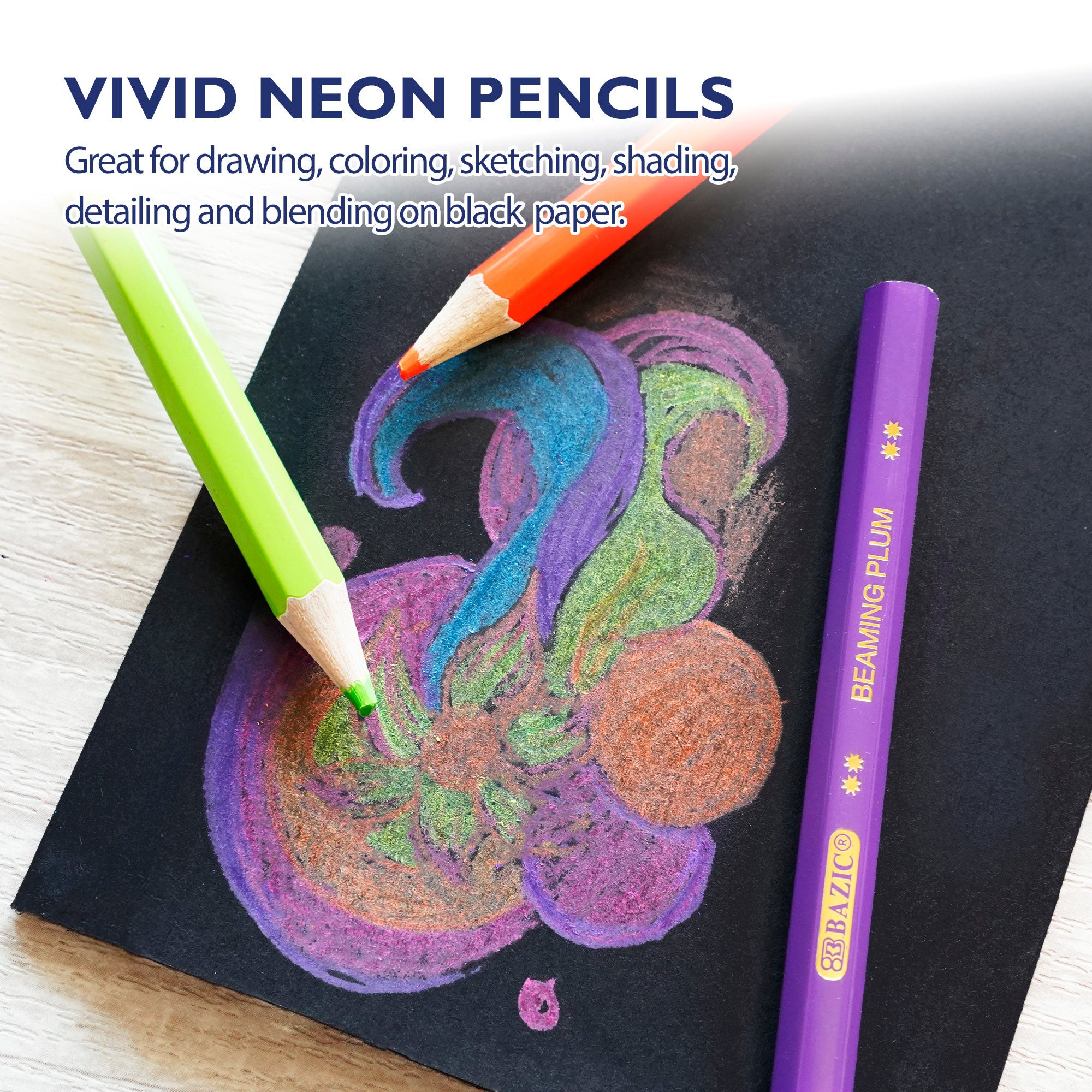8 Neon Colored Pencils