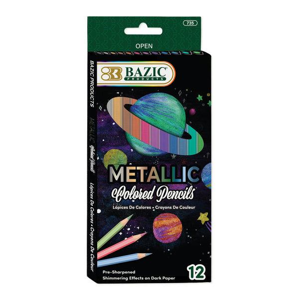 12 Metallic Colored Pencils