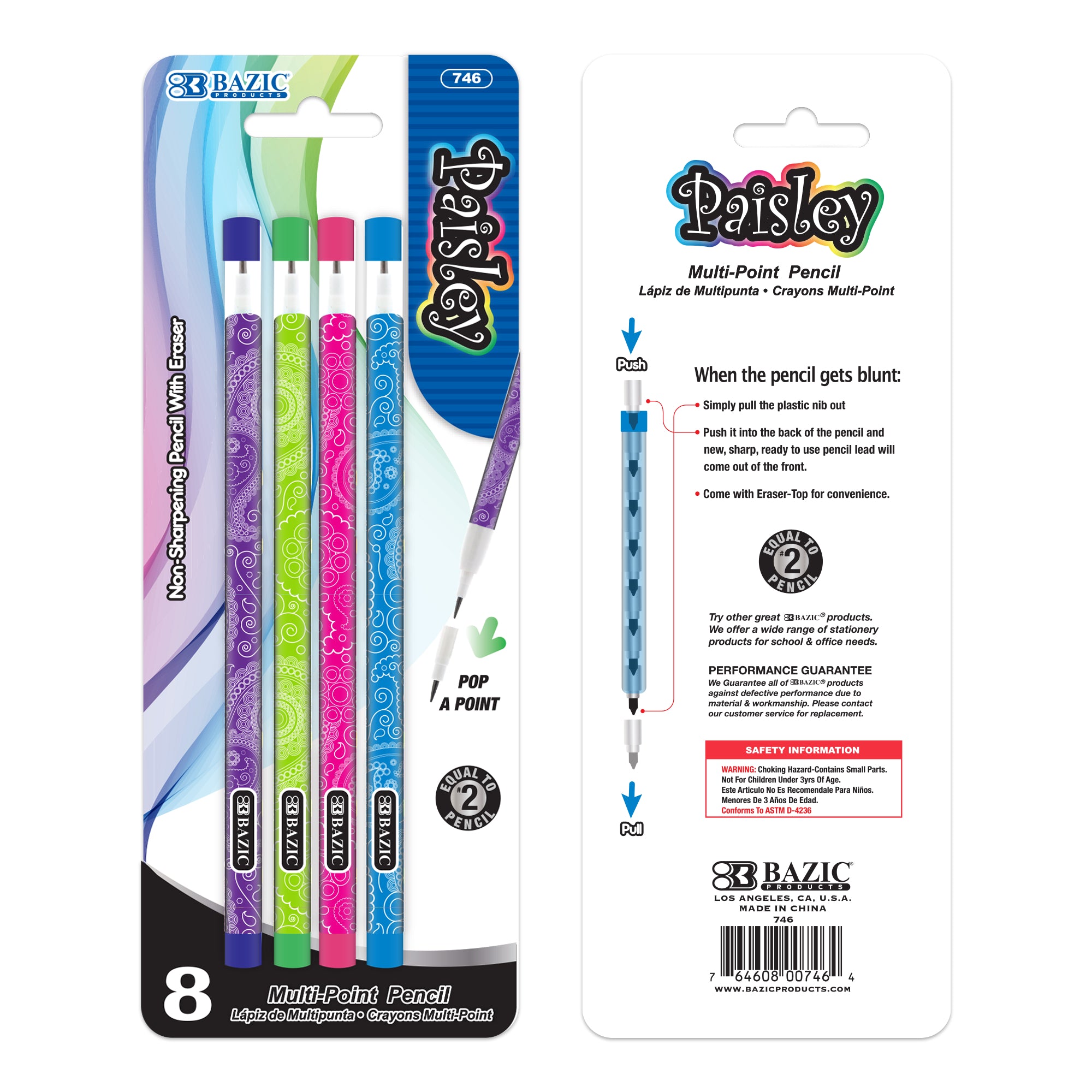 Paisley Multi-Point Pencil (8/Pack)