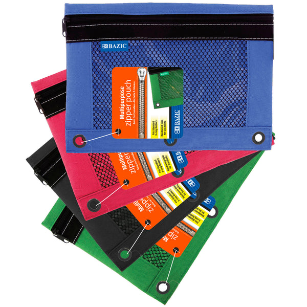 3-Ring Pencil Pouch w/ Mesh Window