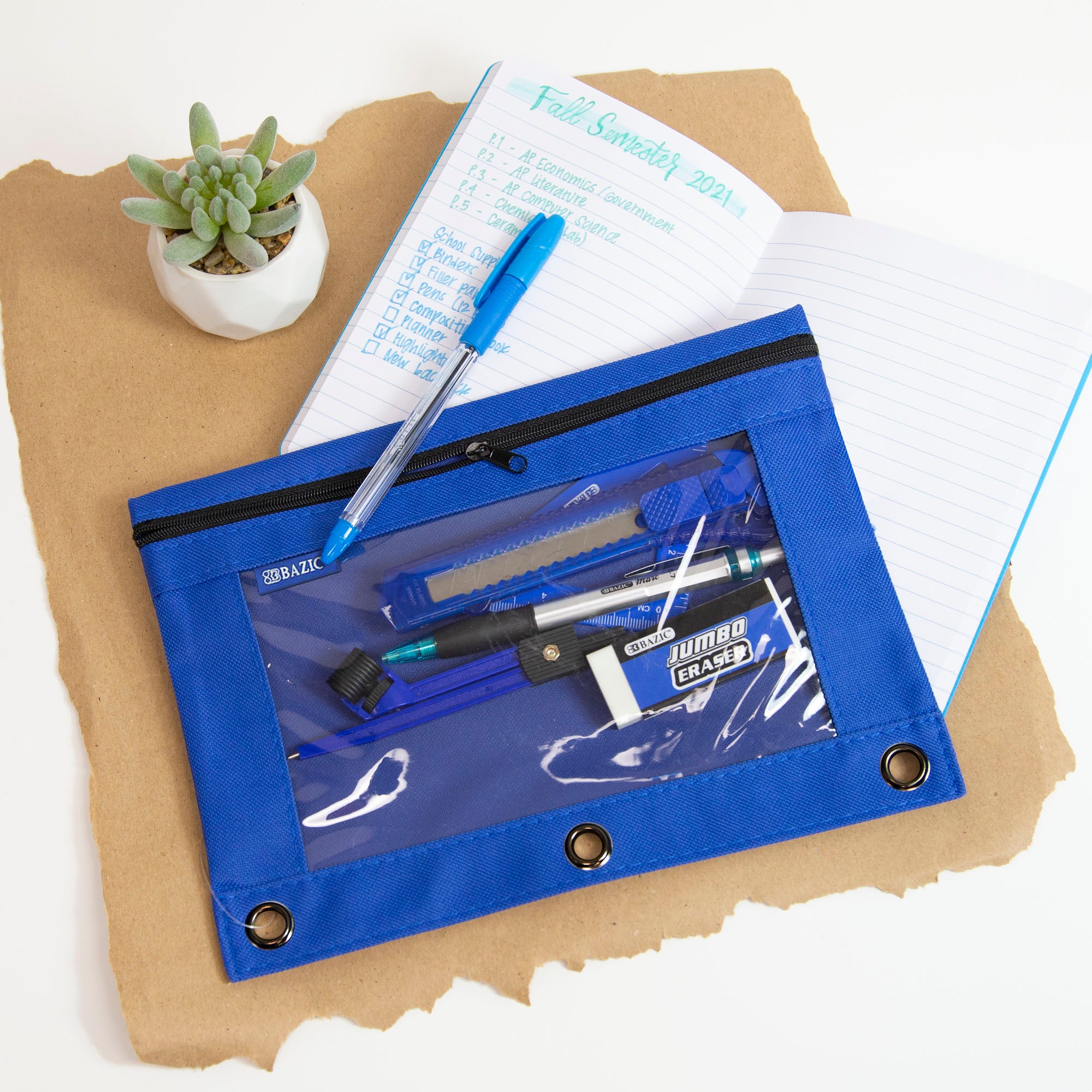 3-Ring Pencil Pouch w/ Clear Window