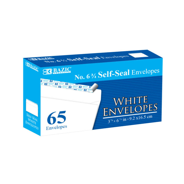 #6 3/4 Self-Seal White Envelopes (65/Pack)