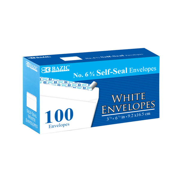 #6 3/4 Self-Seal White Envelopes (100/Pack)