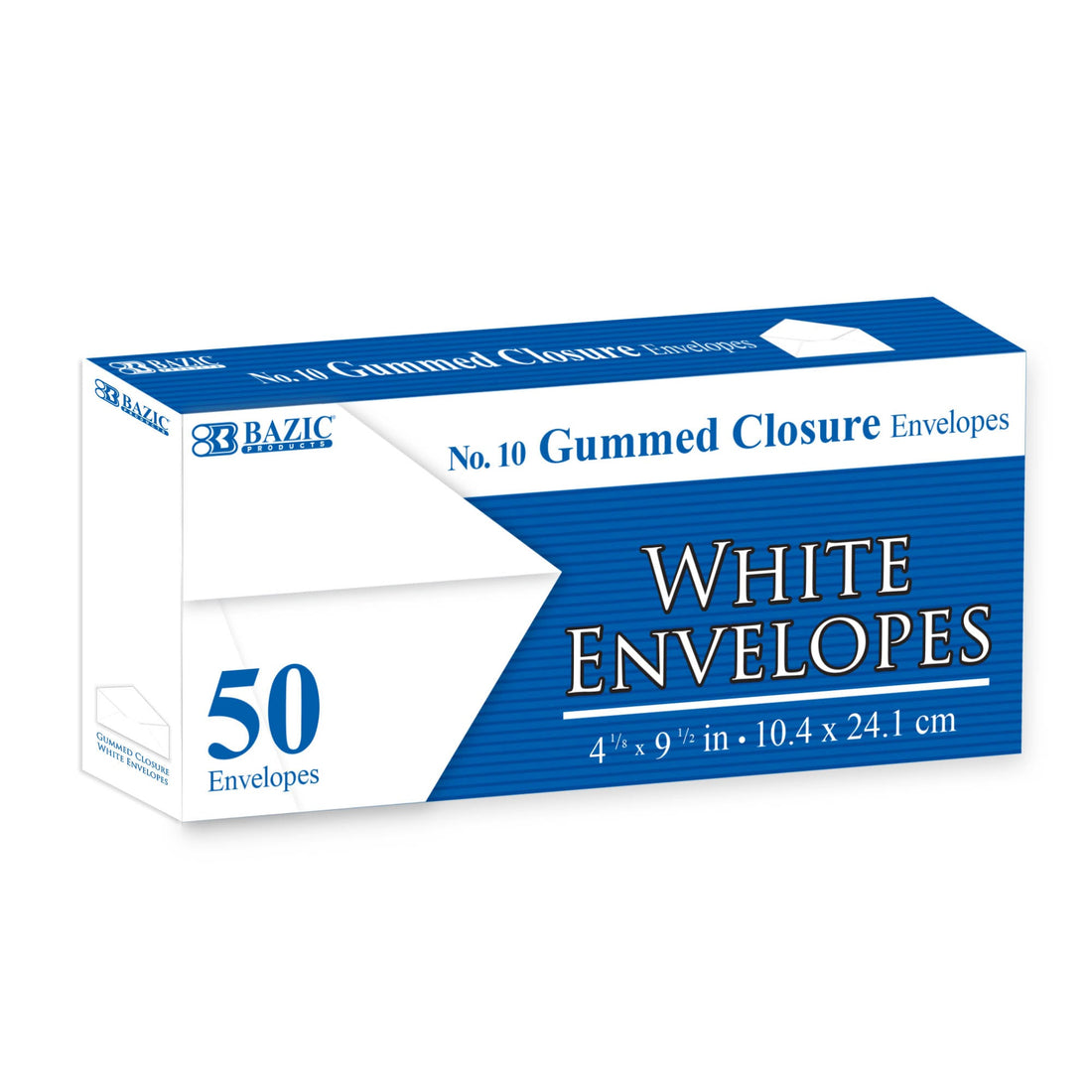 #10 White Envelopes w/ Gummed Closure (50/Pack)
