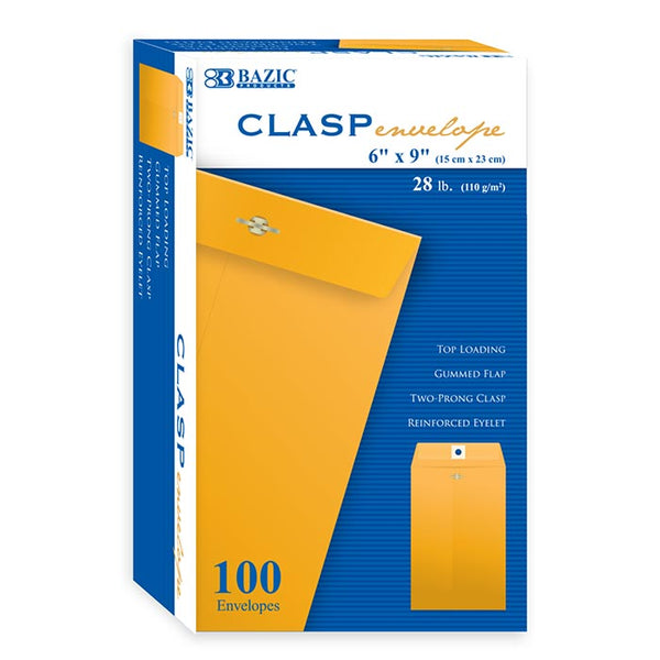 6" X 9" Clasp Envelope (100/Box)