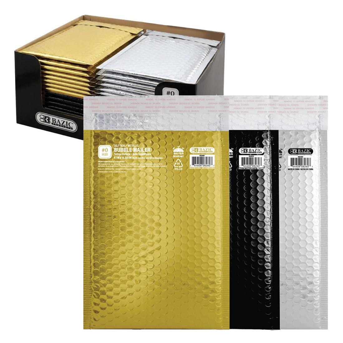 6" x 9.25" (#0) Metallic Bubble Mailers