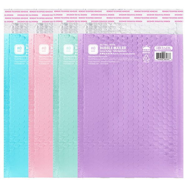 6" x 9.25" (#0) Matte Pastel Bubble Mailers