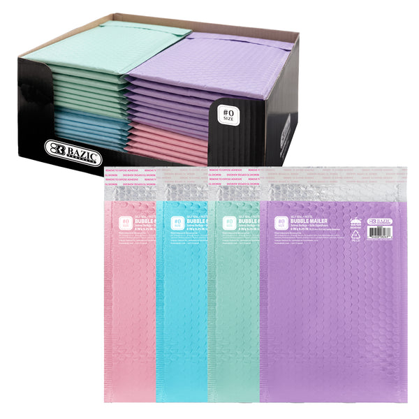 6" x 9.25" (#0) Matte Pastel Bubble Mailers