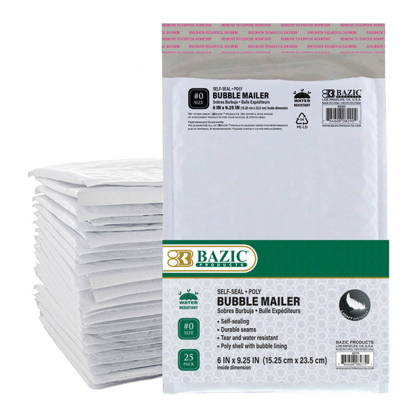 6" x 9.25" (#0) Poly Bubble Mailer (25/Pack)