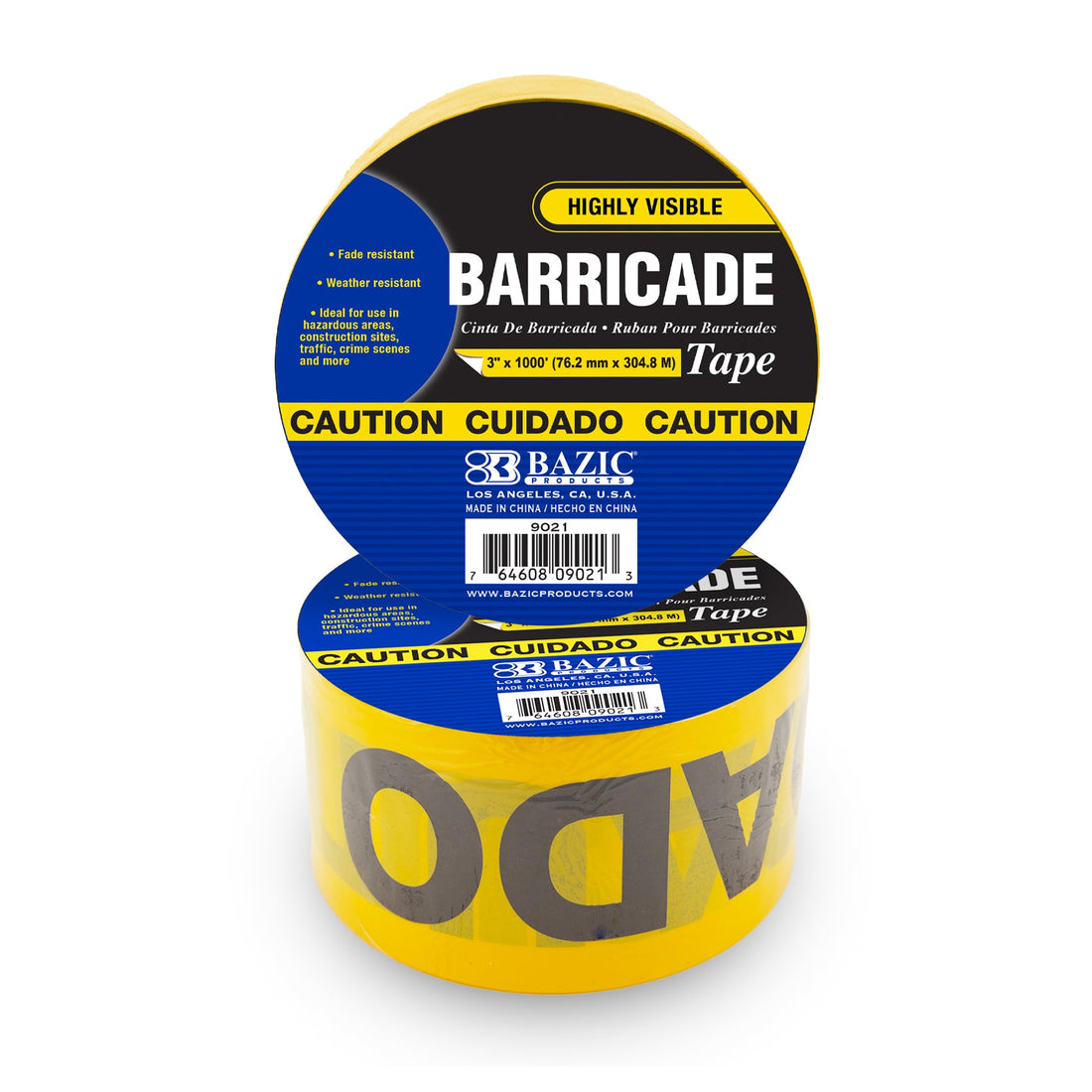 3" x 1000' Yellow "Caution" Barricade Tape