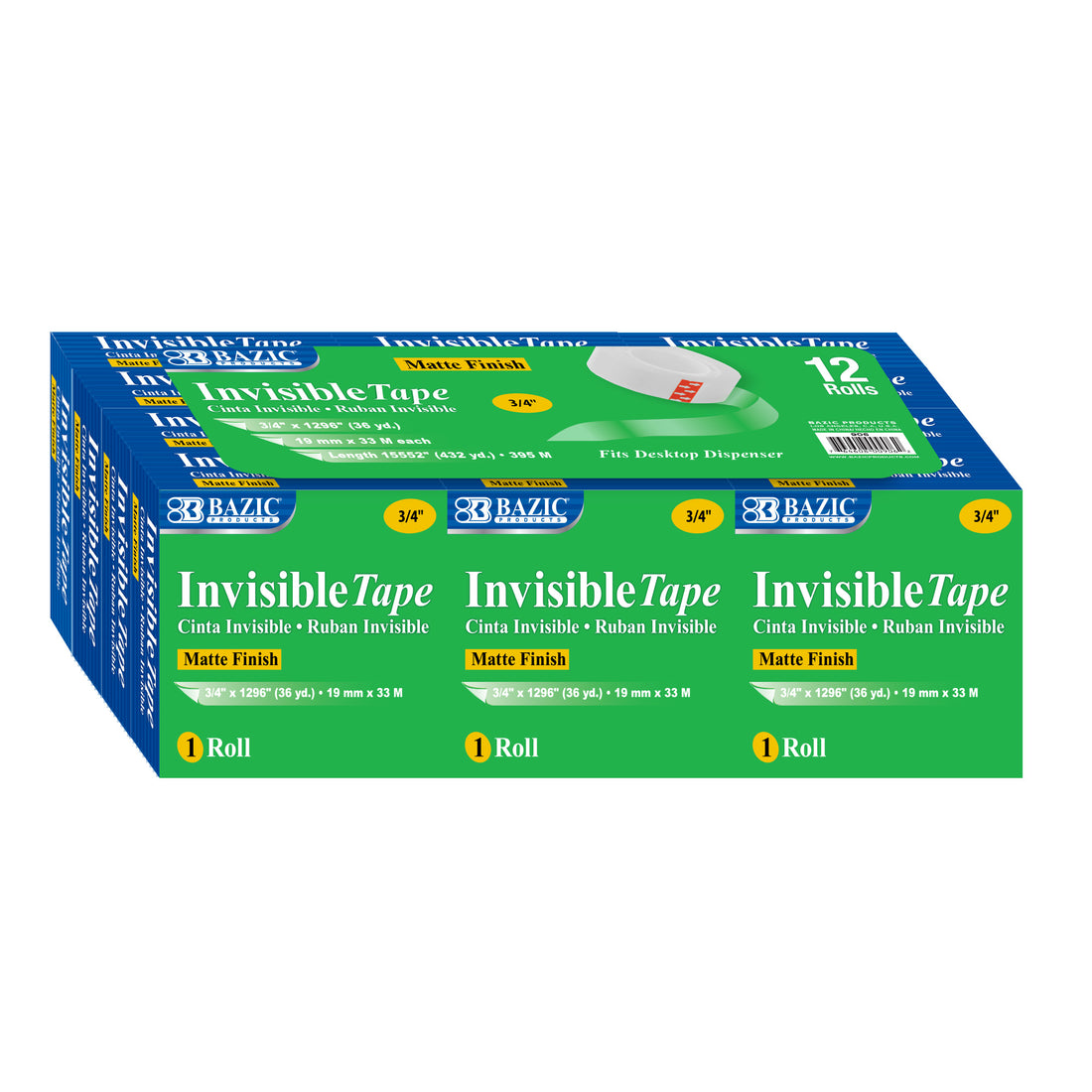 3/4" X 1296" Invisible Tape Refill (12/Pack)