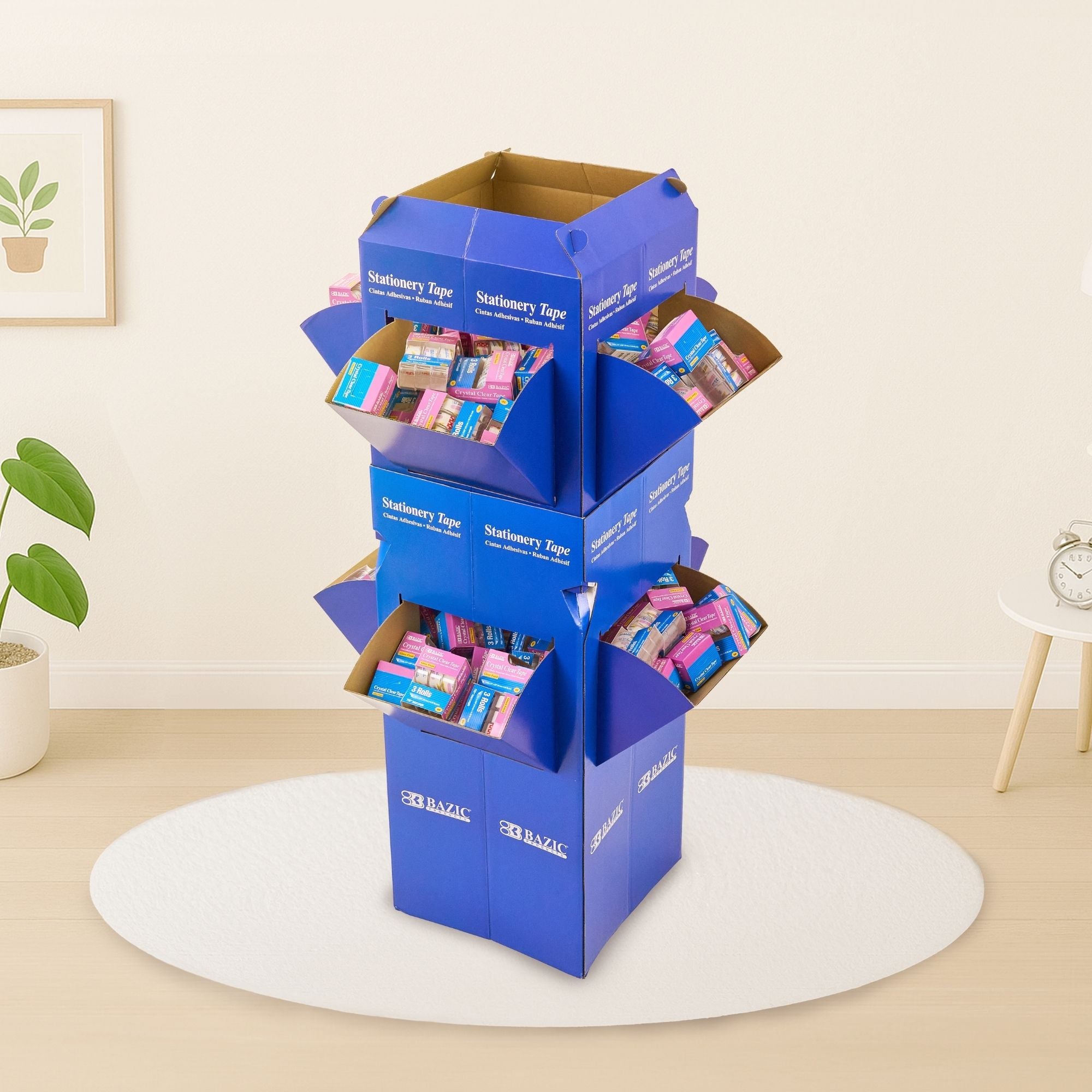 3/4" X 250" Crystal Clear Tape (3/Pack) w/ Floor Display