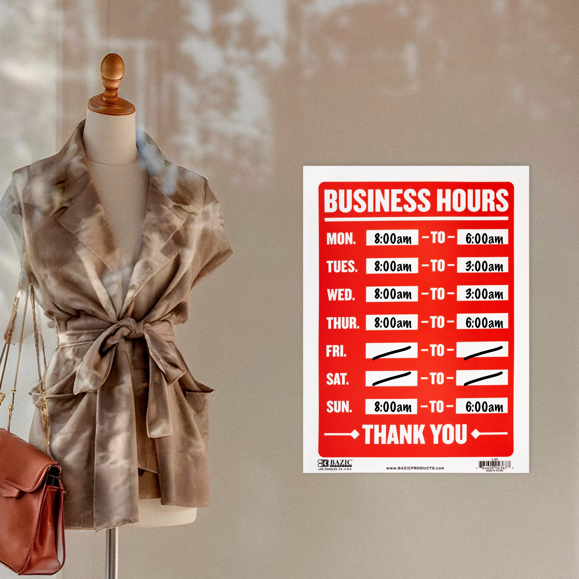 12" X 16" Business Hours Sign