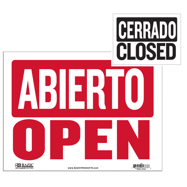 12" X 16" Abierto Sign w/ Cerrado Sign on Back