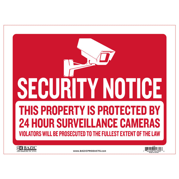 12" X 16" Security Notice Sign