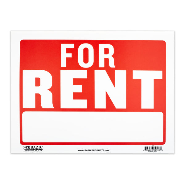 9" X 12" For Rent Sign