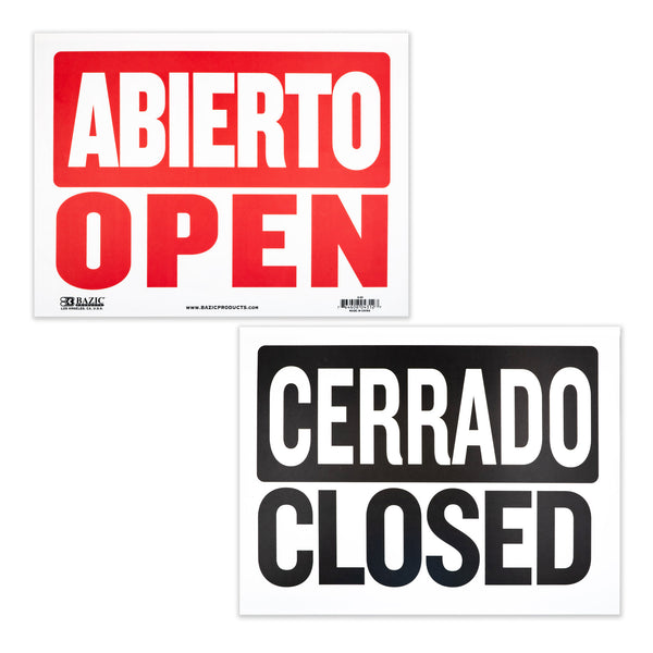 9" X 12" Abierto Sign w/ Cerrado Sign on Back