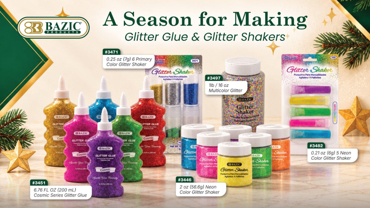 BAZIC glitter glue and glitter shakers