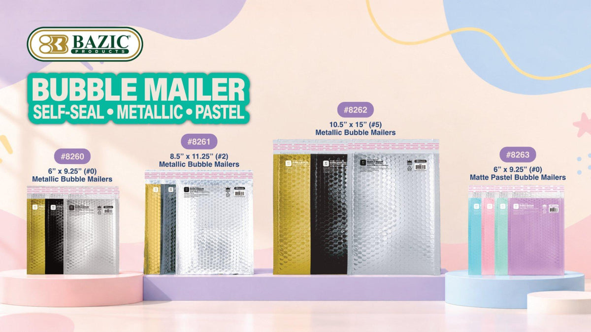 BAZIC self-seal metallic and pastel bubble mailers